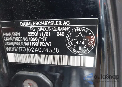 2002 Mercedes-Benz Cl 55 Amg z USA, uszkodzony, nr VIN WDBPJ73J62A024338